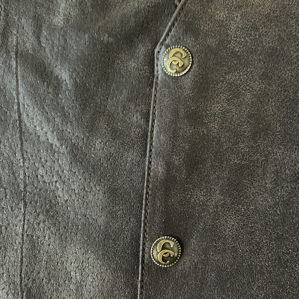 Men’s Antique Suede Leather Vest Snap Buttons Espresso‎ Brown, Sz Large - Picture 5 of 11